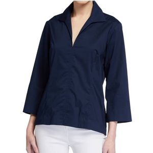 Tuckernuck Navy Dark Blue Collared Blouse Size XS Extra Small Preppy Minimalist